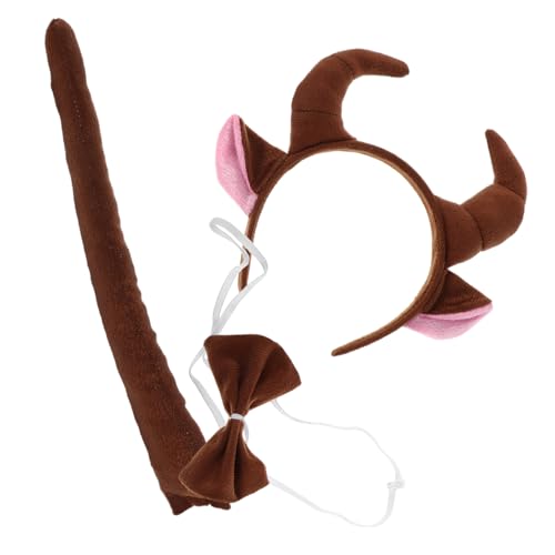 SOPOTUTU Tierkostüm Set für Braunes Kuh Stirnband mit Fliege für Halloween Weihnachten und Kostümpartys Charmantes Cosplay Zubehör SOPOTUTU Tierkostüm Set für Braunes Kuh Stirnband mit Fliege für Halloween Weihnachten und Kostümpartys Charmantes Cosplay Zubehör von SOPOTUTU