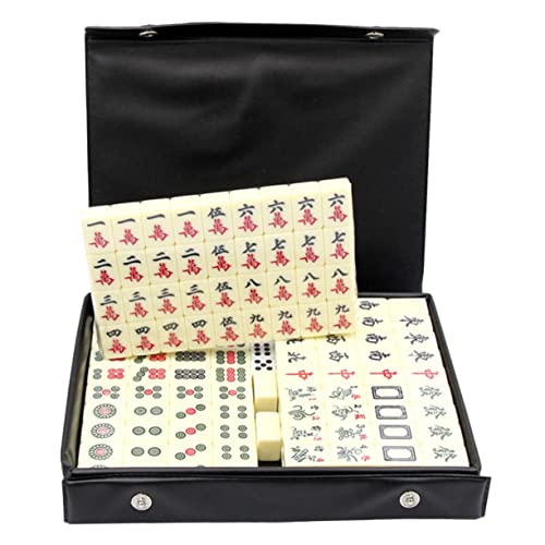 SOPOTUTU Tragbares Mahjong Spiel Traditionelles Chinesisches Brettspiel Leicht und Kompakt Inklusive Kompletter Zubehör für Reisen Partys und Freizeitaktivitäten von SOPOTUTU