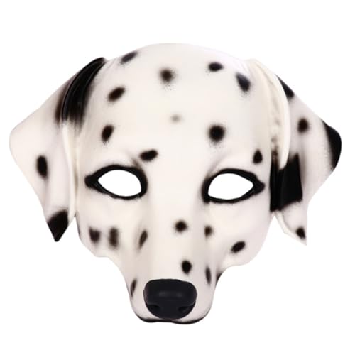 SOPOTUTU Unisex Hundemaske Cosplay PU Tierkostüm für Halloween Karneval Maskenball Party Dekoration Weiß von SOPOTUTU