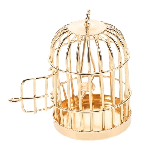 SOPOTUTU Vogelkäfigmodell Deko Puppenhaus Vogelkäfig Golden Metall von SOPOTUTU