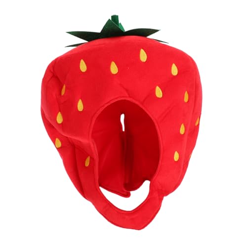 SOPOTUTU Weicher Kleiner Erdbeerhut aus Plüsch Niedliche Frucht Kopfbedeckung für Kostüm Party Bühne und Cosplay Langlebiges Material Vielseitig Einsetzbar für Erwachsene von SOPOTUTU