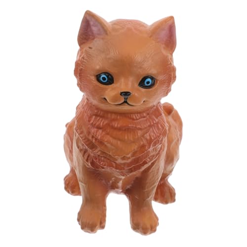 SOPOTUTU Weiches Katzenmodell Aus Kunststoff Heimdekoration Katzenspielzeug Gelbes Katzenplüschtier Wackelköpfe Für Armaturenbretter Grau Getigerte Katze Stofftier Ölfarbe von SOPOTUTU