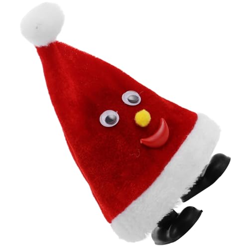 SOPOTUTU Weihnachtlicher Laufender Weihnachtsmann Hut Interaktives Swaying Xmas Party für Sicheres Plüschspielzeug für Weihnachtsdekoration und Unterhaltung von SOPOTUTU