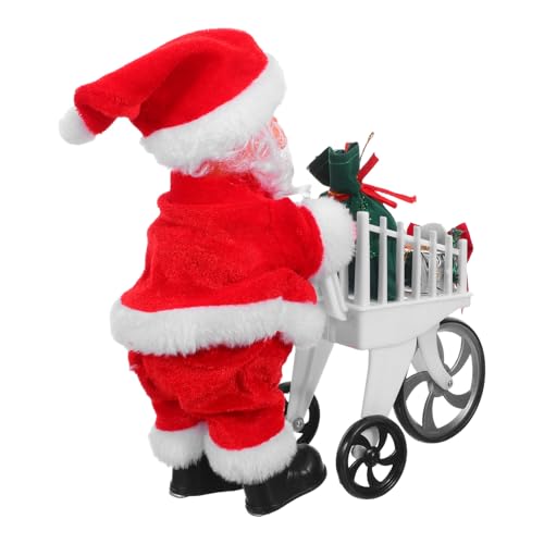SOPOTUTU Weihnachtlicher Santa mit Musik und Bewegung Kinderfreundlich Sicherer Kunststoff Festlicher Weihnachtsmann mit Einkaufswagen für Partyspaß von SOPOTUTU