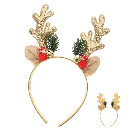 SOPOTUTU Weihnachtsgeweih Stirnband Reh Weihnachten klein Urlaub weihnachtsdeko Geweih Haarreifen frauen stirnband Haarzubehör für Mädchen süßes Rentiergeweih Stoff von SOPOTUTU