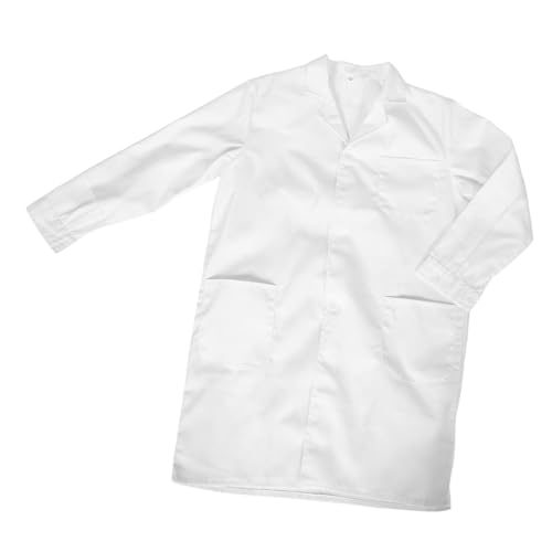 SOPOTUTU Weißer Laborkittel Unisex Langarm Atmungsaktiver Baumwoll Polyester Mix Waschbarer Schutzkittel für Schüler Realistisches Wissenschafts Kostüm für Rollenspiele und Experimente von SOPOTUTU