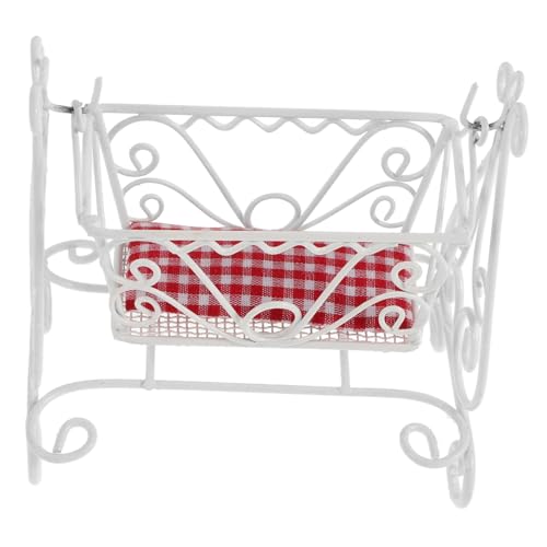 SOPOTUTU Wiege des Puppenhaus Dollhouse Mini Möbel Puppenhaus -badezimmerzubehör Miniaturpuppenhaus -kit Puppenhaus-minibettmodell Miniatur-puppenhauszubehör Babybett Für Puppen Legierung von SOPOTUTU