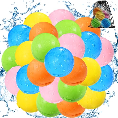 Wiederverwendbare Wasserballons, Nachfüllbare Wasserbälle, Poolspielzeug für Jungen und Mädchen, Outdoor-Aktivitäten Wasserspiele Spielzeug für Kinder Selbstabdichtender Wasserspritzball (25Pack) Wiederverwendbare Wasserballons, Nachfüllbare Wasserbälle, Poolspielzeug für Jungen und Mädchen, Outdoor-Aktivitäten Wasserspiele Spielzeug für Kinder Selbstabdichtender Wasserspritzball (25Pack) von SOPPYCID