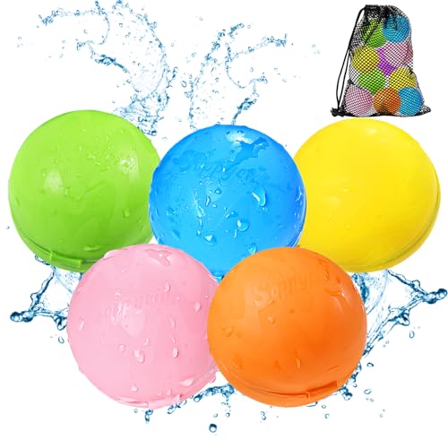 Wiederverwendbare Wasserballons, Nachfüllbare Wasserbälle - Poolspielzeug für Jungen und Mädchen, Outdoor-Aktivitäten Wasserspielzeug für Kinder Selbstdichtender Wasserspritzball（5 Pack） von SOPPYCID