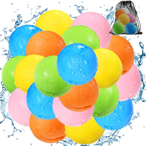 Wasserbomben Wiederverwendbar Selbstschließend Magnet 20 Stück, Nachfüllbare Silikon Wasserbomben für Jungen und Mädchen, Kinder Poolspielzeug Wasserspielzeug von SOPPYCID