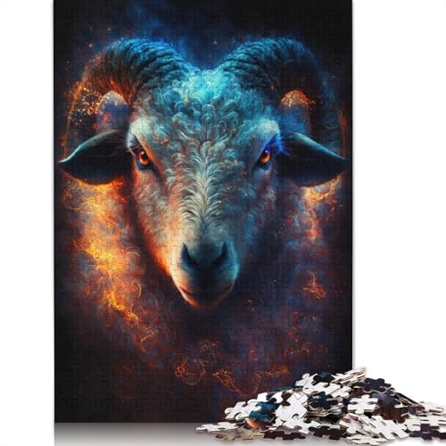 1000-teiliges Feuerschaf-Puzzle für Erwachsene, Holzpuzzle für die ganze Familie, Stressabbau-Puzzle für Erwachsene ab 18 Jahren, 1000 Teile (75 x 50 cm) von SOQWBYG