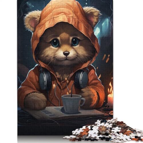 1000-teiliges Puzzle, Gamer-Hunde-Puzzle für Holzpuzzle, Lernspiele für Erwachsene und 1000 Teile (75 x 50 cm) von SOQWBYG