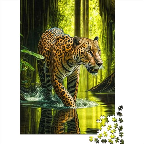 1000-teiliges Puzzle, Jaguar-Puzzle für Holzpuzzle, Lernspiele für Erwachsene und 1000 Teile (75 x 50 cm) von SOQWBYG
