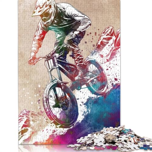 1000-teiliges Puzzle, Mountainbiker, Sport, Kunst, Puzzle für Holzpuzzle, Lernspiele für Erwachsene und 1000 Teile (75 x 50 cm) von SOQWBYG