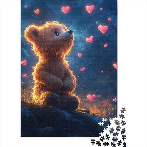 1000-teiliges Puzzle, süßes Bären-Puzzle für Holzpuzzle, Lernspiele für Erwachsene und 1000 Teile (75 x 50 cm) von SOQWBYG