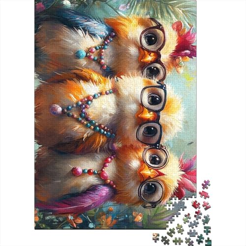 1000-teiliges Puzzle, süßes Küken-Puzzle für Holzpuzzle, Lernspiele für Erwachsene und 1000 Teile (75 x 50 cm) von SOQWBYG