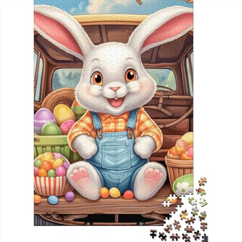 1000-teiliges Puzzle, süßes Osterhäschen-Puzzle für Holzpuzzle, Lernspiele für Erwachsene und 1000 Teile (75 x 50 cm) von SOQWBYG