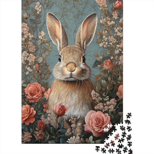 1000-teiliges Puzzle, süßes Osterhäschen-Puzzle für Holzpuzzle, Lernspiele für Erwachsene und 1000 Teile (75 x 50 cm) von SOQWBYG