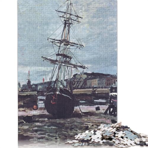1000-teiliges Puzzle „Gestrandetes Boot“ aus Fecam, Holzpuzzle, Lernspiele für Erwachsene, 1000 Teile (75 x 50 cm) von SOQWBYG