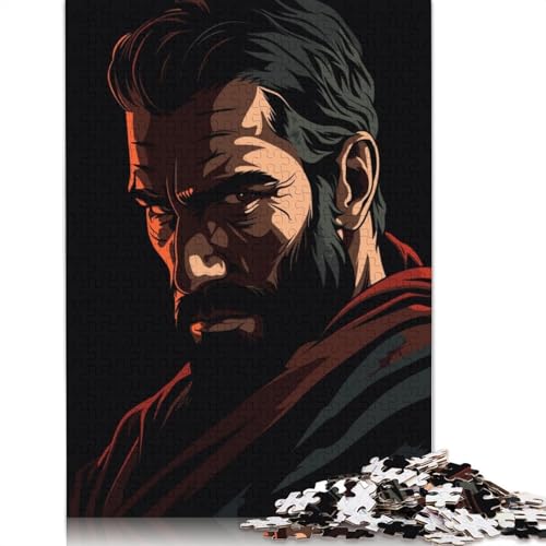 1000-teiliges Puzzle „Leonidas von Sparta“ für Erwachsene, Holzpuzzle für die ganze Familie, Stressabbau-Puzzle für Erwachsene ab 18 Jahren, 1000 Teile (75 x 50 cm) von SOQWBYG