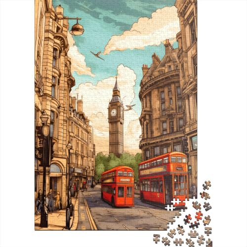 1000-teiliges Puzzle „Willkommen in London II“, Puzzle für Holzpuzzle, Lernspiele für Erwachsene und 1000 Teile (75 x 50 cm) von SOQWBYG