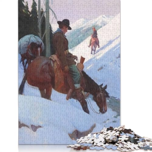 1000-teiliges Puzzle für Erwachsene, Cowboys überqueren Berge, Puzzle zum Selbermachen, Holzpuzzle, Spielzeug, Heimdekoration, 1000 Stück (75 x 50 cm) von SOQWBYG