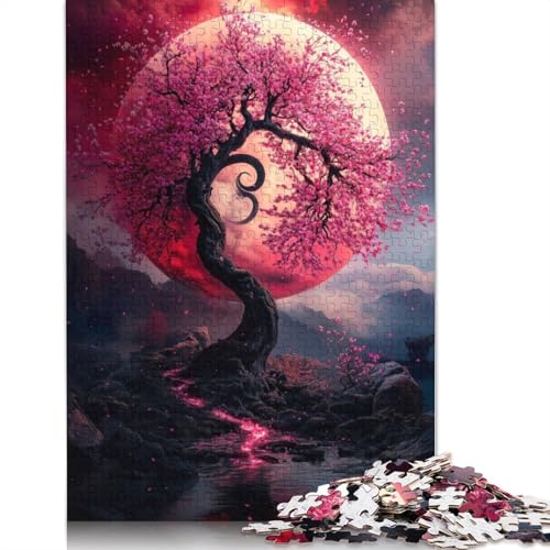 1000-teiliges Puzzle für Erwachsene, Kirschblüten-Mondlicht-Puzzle, Dekompressionsspiel, Spielzeug-Puzzle, Geburtstagsgeschenke, 1000 Teile (75 x 50 cm) von SOQWBYG