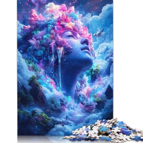 1000-teiliges Puzzle für Erwachsene, Verträumte Wolkenfrau, Puzzle, Familienspiel, Holzpuzzle, 1000 Teile (75 x 50 cm) von SOQWBYG