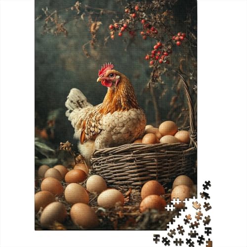 1000-teiliges Puzzle mit Tierhenne für Erwachsene, Holzpuzzle für die ganze Familie, Stressabbau-Puzzle für Erwachsene ab 18 Jahren, 1000 Teile (75 x 50 cm) von SOQWBYG