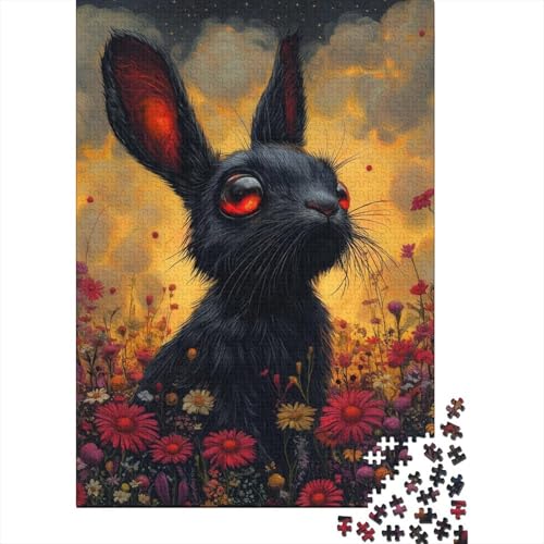 1000-teiliges Puzzle mit süßem Osterhasen-Motiv für Erwachsene, Holzpuzzle für die ganze Familie, Stressabbau-Puzzle für Erwachsene ab 18 Jahren, 1000 Teile (75 x 50 cm) von SOQWBYG