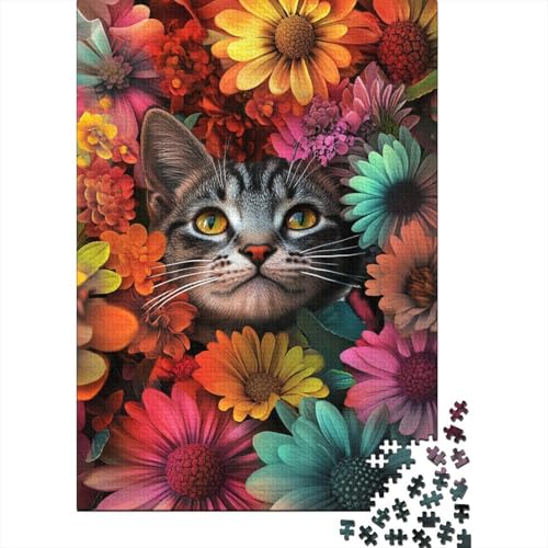 1000-teiliges süßes Kätzchen-Puzzle für Erwachsene, Holzpuzzle für die ganze Familie, Stressabbau-Puzzle für Erwachsene ab 18 Jahren, 1000 Teile (75 x 50 cm) von SOQWBYG