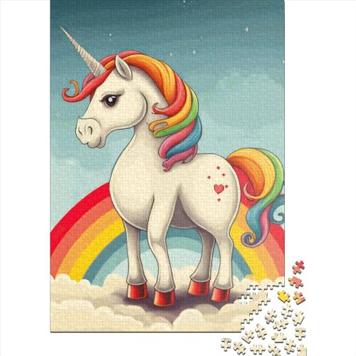 1500-teiliges Puzzle, Regenbogen-Einhorn-Puzzle für Holzpuzzle, Lernspiele für Erwachsene und 1500 Teile (85 x 57 cm) von SOQWBYG