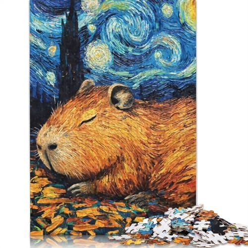 1500-teiliges Puzzle, Wasserschwein, schlafende Sternennacht, Puzzle für Holzpuzzle, Lernspiele für Erwachsene und 1500 Teile (85 x 57 cm) von SOQWBYG