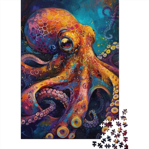 1500-teiliges Puzzle, buntes Oktopus-Puzzle für Holzpuzzle, Lernspiele für Erwachsene und 1500 Teile (85 x 57 cm) von SOQWBYG
