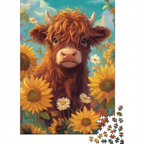 1500-teiliges Puzzle, süßes Baby, Hochlandkuh, Puzzle für Holzpuzzle, Lernspiele für Erwachsene und 1500 Teile (85 x 57 cm) von SOQWBYG