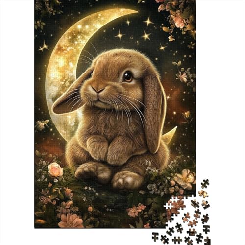1500-teiliges Puzzle, süßes Osterhäschen-Puzzle für Holzpuzzle, Lernspiele für Erwachsene und 1500 Teile (85 x 57 cm) von SOQWBYG