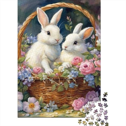 1500-teiliges Puzzle, süßes Osterhäschen-Puzzle für Holzpuzzle, Lernspiele für Erwachsene und 1500 Teile (85 x 57 cm) von SOQWBYG