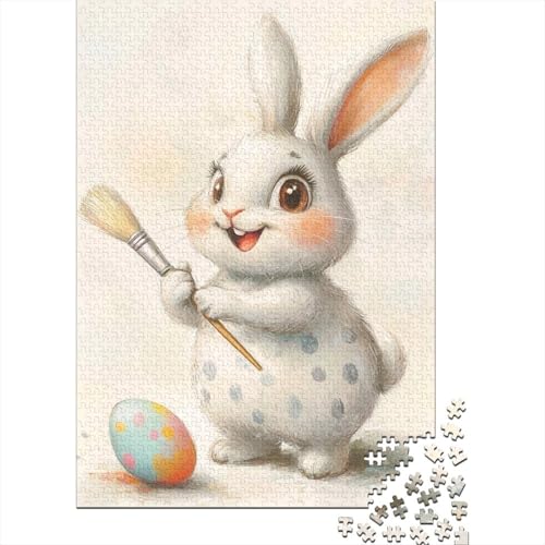 1500-teiliges Puzzle, süßes Osterhäschen-Puzzle für Holzpuzzle, Lernspiele für Erwachsene und 1500 Teile (85 x 57 cm) von SOQWBYG