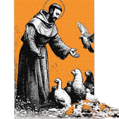 1500-teiliges Puzzle „Der Heilige Franziskus von Assisi“, Heiliges Puzzle für Holzpuzzle, Lernspiele für Erwachsene und 1500 Teile (85 x 57 cm) von SOQWBYG