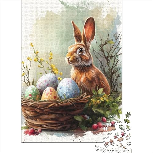 1500-teiliges Puzzle für Erwachsene, süßes Osterhäschen-Puzzle, DIY-Holzpuzzle, Spielzeug, Heimdekoration, 1500 Stück (85 x 57 cm) von SOQWBYG