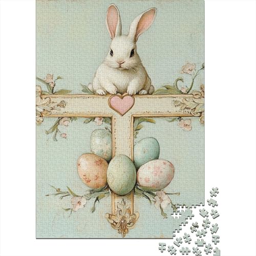 1500-teiliges Puzzle für Erwachsene, süßes Osterhäschen-Puzzle, rechteckiges Holzpuzzle, kreatives Geschenk für Freunde und Familie, 1500 Teile (85 x 57 cm) von SOQWBYG