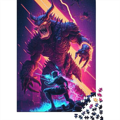 520-teiliges Neon-Slayer-Puzzle für Erwachsene, Holzpuzzle, Familienpuzzlespiel, Stressabbau-Puzzle für Erwachsene ab 18 Jahren, 520 Teile (52 x 38 cm) von SOQWBYG
