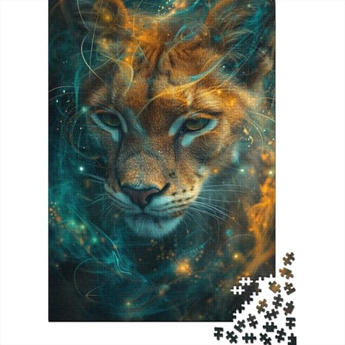 520-teiliges Puzzle, Kunst-Tier-Luchs-Puzzle für Holzpuzzle, Lernspiele für Erwachsene und 520 Teile (52 x 38 cm) von SOQWBYG