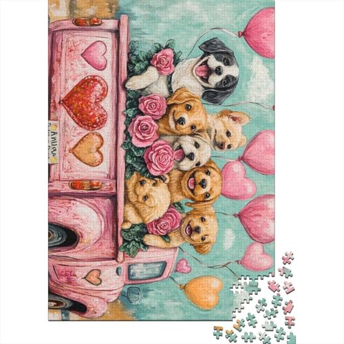 520-teiliges Puzzle, Romantisches, liebevolles Hunde-Puzzle für Holzpuzzle, Lernspiele für Erwachsene und 520 Teile (52 x 38 cm) von SOQWBYG
