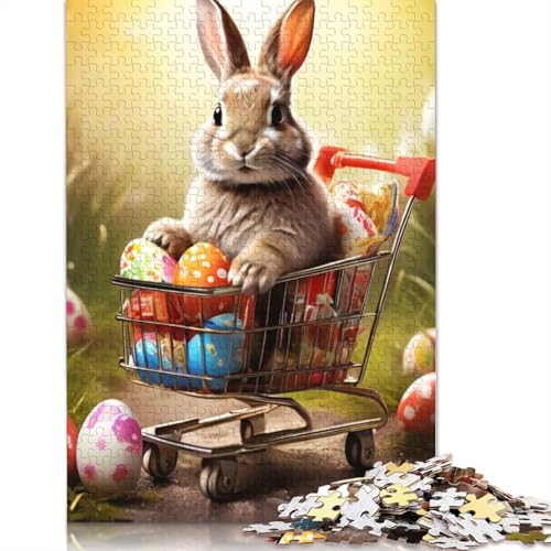 520-teiliges Puzzle, süßes Osterhäschen-Puzzle für Holzpuzzle, Lernspiele für Erwachsene und 520 Teile (52 x 38 cm) von SOQWBYG