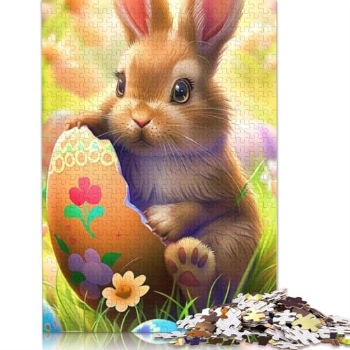 520-teiliges Puzzle, süßes Osterhäschen-Puzzle für Holzpuzzle, Lernspiele für Erwachsene und 520 Teile (52 x 38 cm) von SOQWBYG