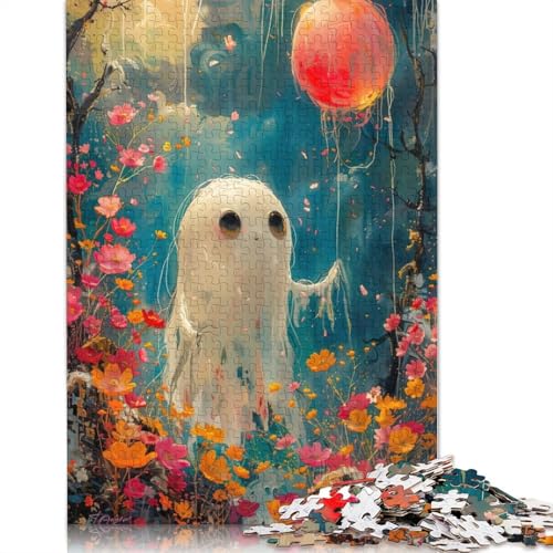 520-teiliges Puzzle „Fröhliches Blumen-Boho-Geister-Puzzle“ für Erwachsene, Holzpuzzle für die ganze Familie, Stressabbau-Puzzle für Erwachsene ab 18 Jahren, 520 Teile (52 x 38 cm) von SOQWBYG