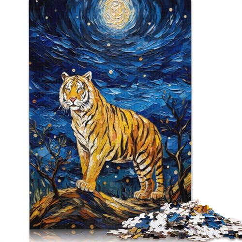 520-teiliges Puzzle für Erwachsene, „Der Sternennachttiger“, Puzzle-Herausforderung für die ganze Familie, Puzzles mit hohem Schwierigkeitsgrad, 520 Teile (52 x 38 cm) von SOQWBYG