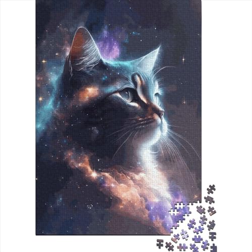 520-teiliges Puzzle für Erwachsene, Weltraumkatze, Galaxie, Puzzle-Herausforderung, Familienspiel, Puzzle, Spiel mit hohem Schwierigkeitsgrad, 520 Teile (52 x 38 cm) von SOQWBYG