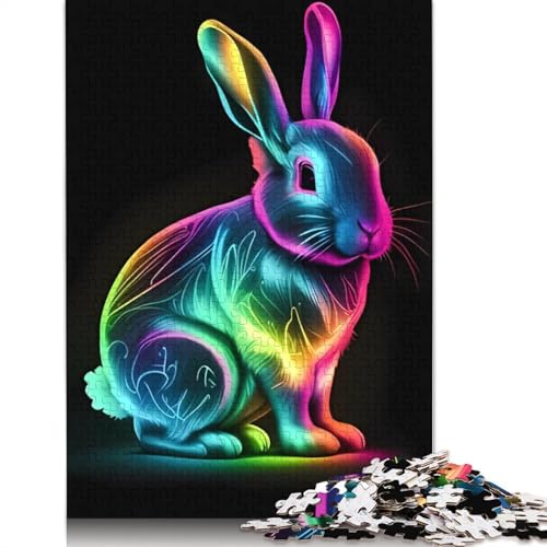 520-teiliges Puzzle mit süßem Osterhasen-Motiv für Erwachsene, Holzpuzzle für die ganze Familie, Stressabbau-Puzzle für Erwachsene ab 18 Jahren, 520 Teile (52 x 38 cm) von SOQWBYG